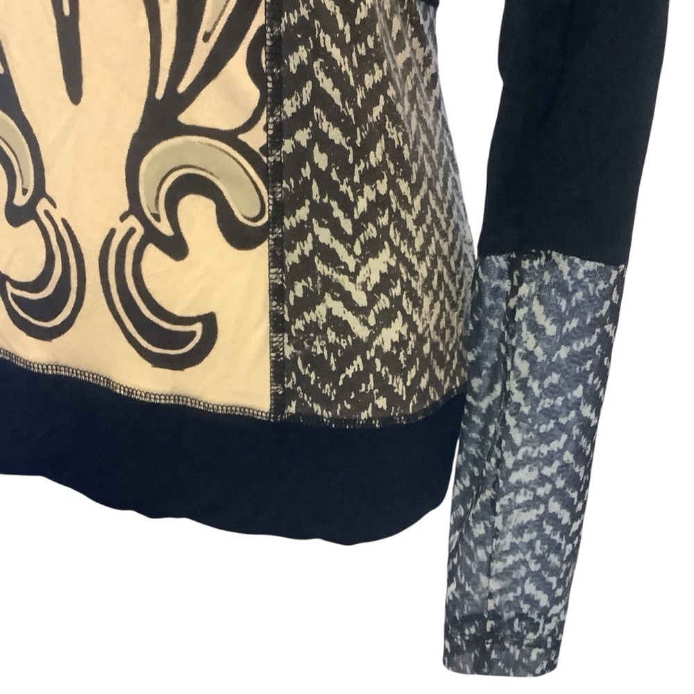 BANDOLERA BLACK & WHITE PATTERNED LONG SLEEVE SHEER PANELS TOP/ Size M (EUR 42) - Picture 6 of 10